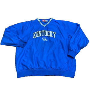 Kentucky Wildcats Pro Player Blue Pullover Windbreaker Jacket NCAA V-Neck Large